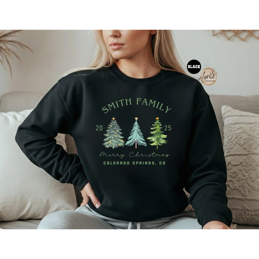 Christmas Tree Custom Family Xmas Matching Sweatshirt, Custom Christmas Family Sweaters ET1551