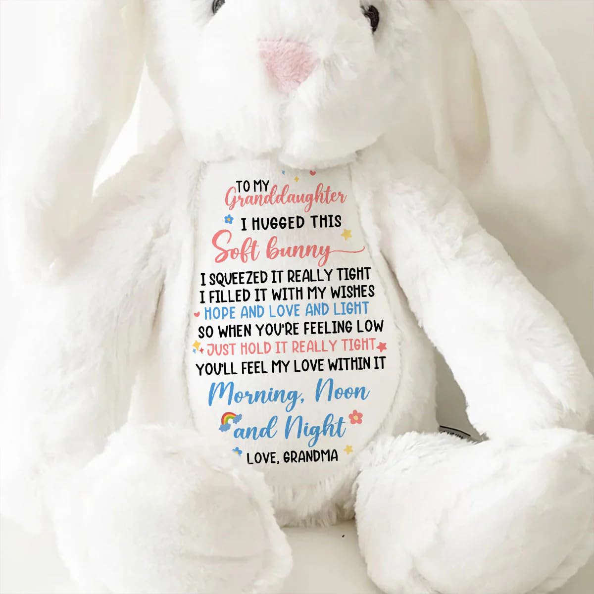 You'll Feel My Love Within It Morning Noon And Night Personalized Stuffed Bunny, Personalized To My Granddaughter I Hugged This Soft Bunny, Custom Stuffed Bunny For Kids Grandkids TD0019