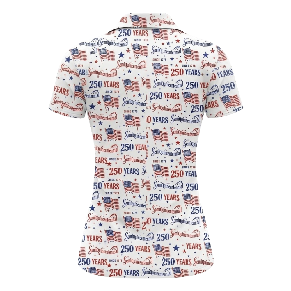 Semiquincentennial 250 Years American Flag Pattern Golf Polo Shirt For Women, Fourth Of July Golf Shirt For Ladies GZ0310