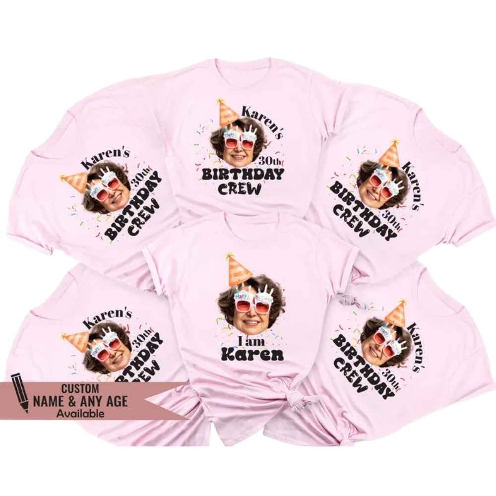 30th Birthday Custom Face Matching Birthday Squad t Shirt, Personalized Photo Birthday Matching Shirts ET0854