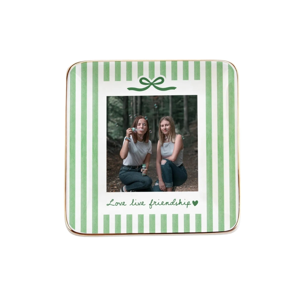 Custom Photo Bridesmaid Striped Jewelry Dish, Custom Photo Ring Dish For Bridesmaid WD0276