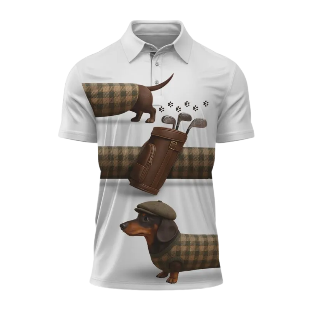 Men's Dachshund Golf Polo Shirts, Dachshund Golf Shirts For Dog Lover GE0490
