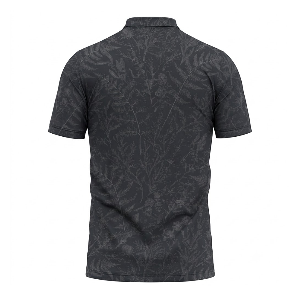 Men's Tropical Golf Polo Shirt Black Grey, Tropical Golf Shirt GZ0363