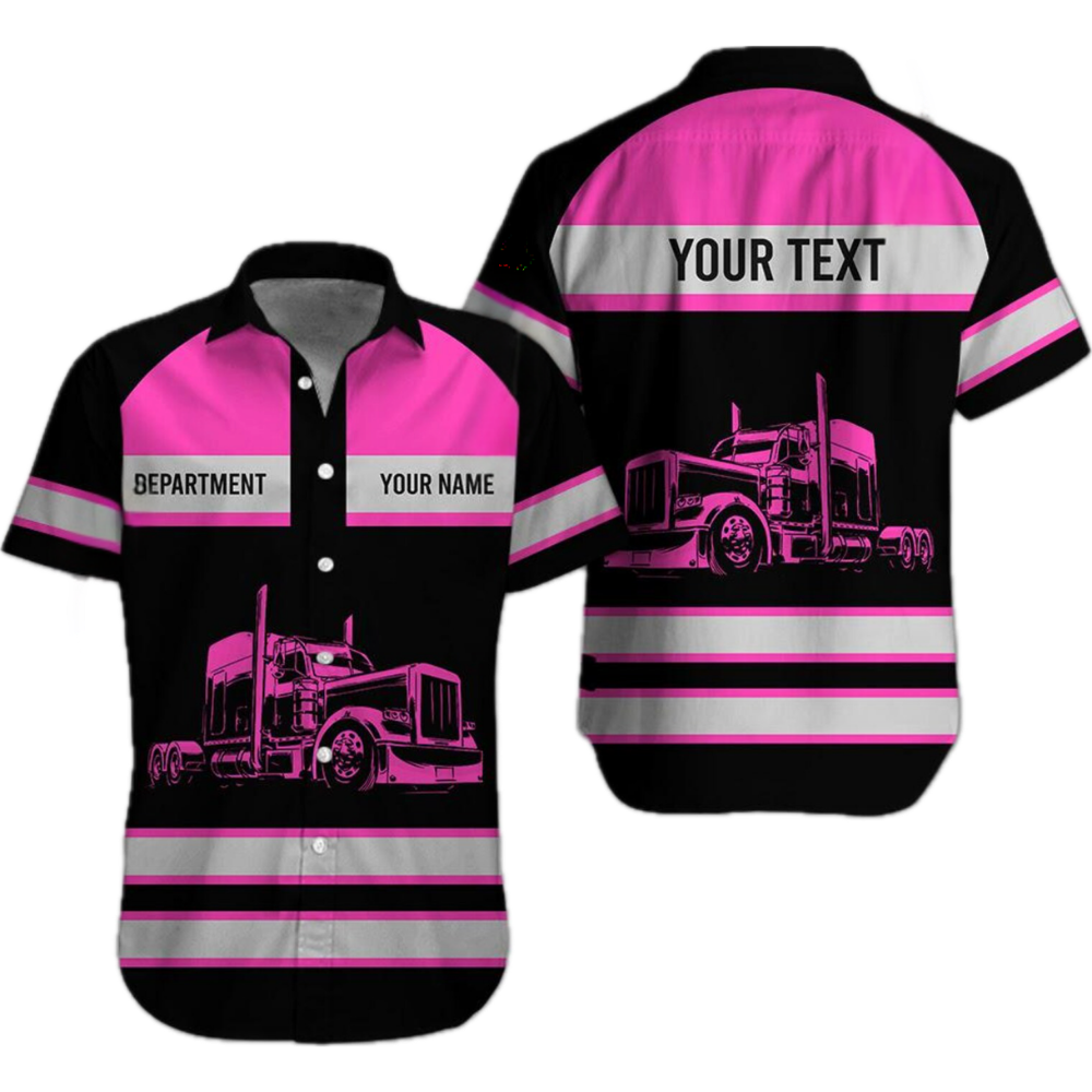 Personalized Semi Truck Hawaiian Shirt With Department, Custom Trucker Work Uniforms HE0682