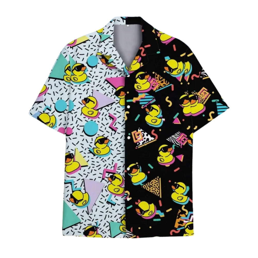 Funny Duck 80s Retro Hawaiian Shirt Mens, Duck Lovers Hawaiian Shirts HE0012