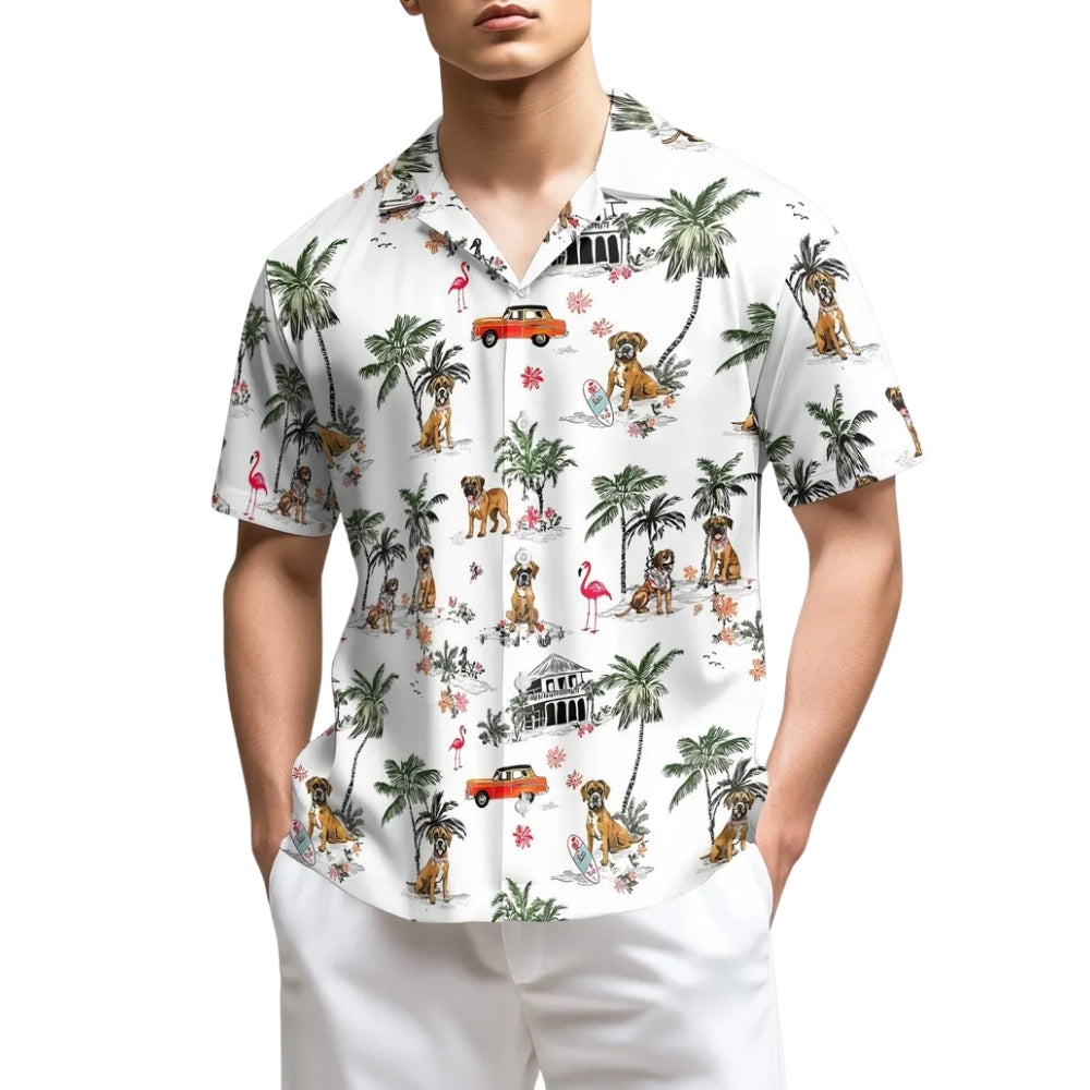 Boxer Dog Tropical Hawaiian Shirt For Men Women, Boxer Dog Lover Beach Hawaiian Shirts HE0501