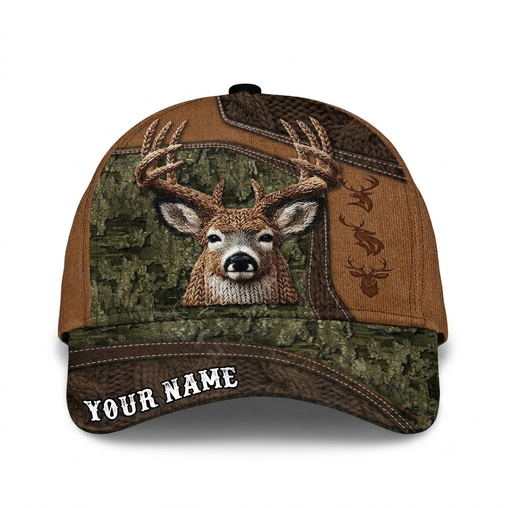 Deer Hunting Custom Faux Embroidered Baseball Cap 3D Printed, Custom Hunting Lover Hat CP0767