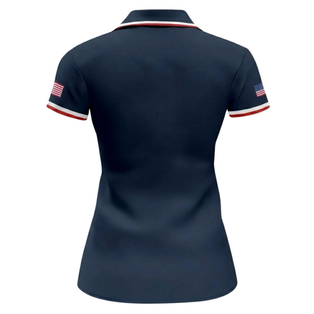 Womens Navy 250th Anniversary 1776-2026 Golf Polo Shirt, Fourth Of July Golf Shirts For Women GZ0312