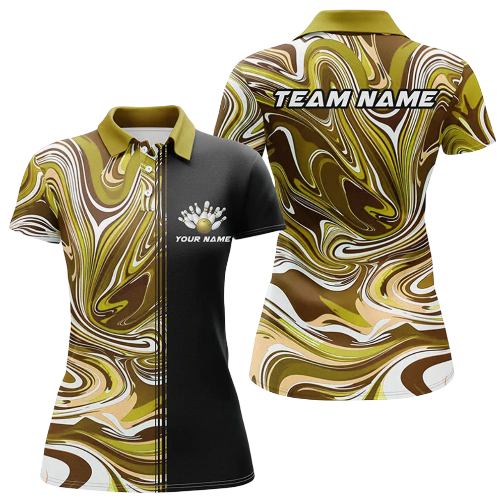 Custom Team Purple Black Womens Bowling Polo Shirt, Custom Bowling Shirt Ladies BZ0766
