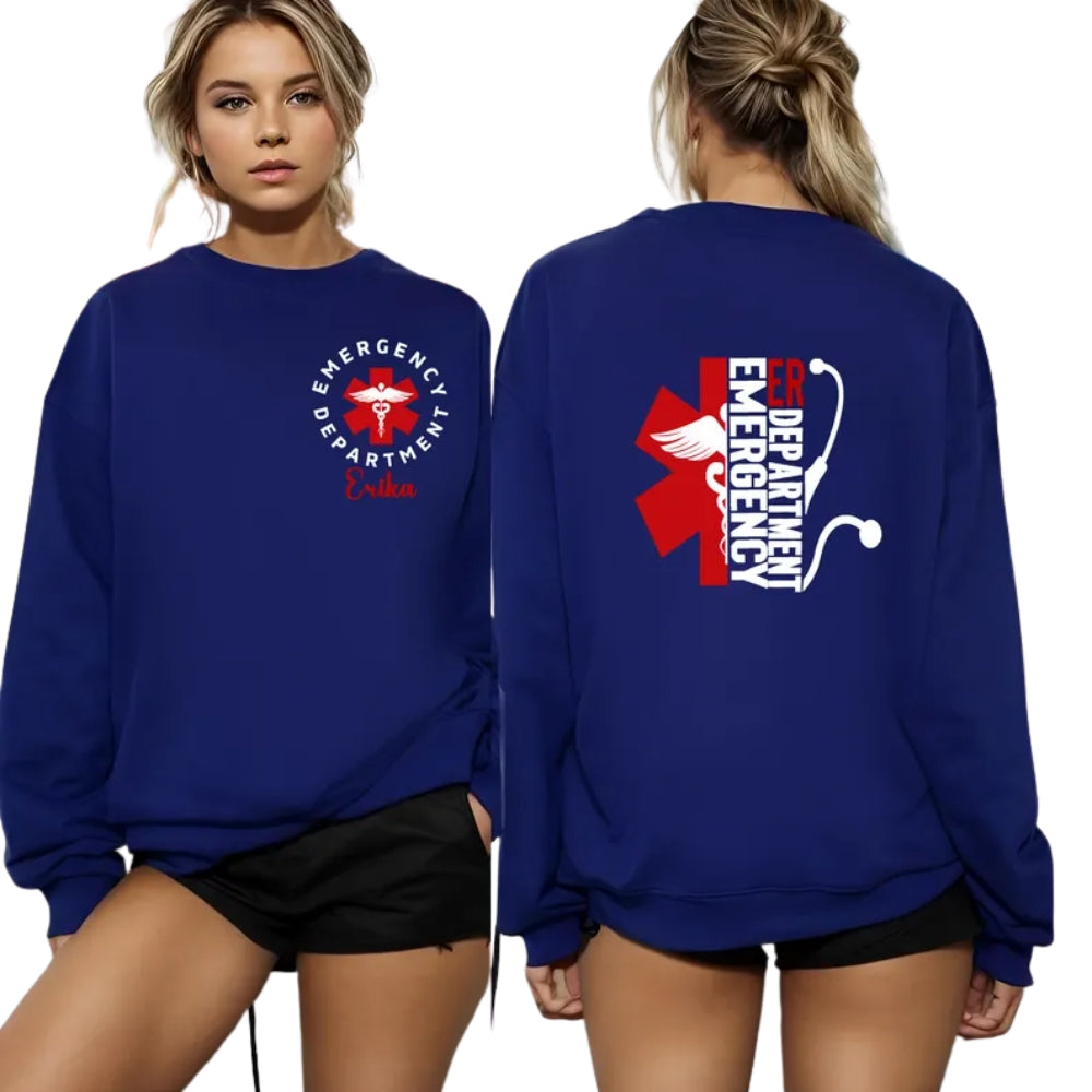 Custom Emergency Department Sweatshirt, Custom ER Nurse Sweatshirt 2D0408