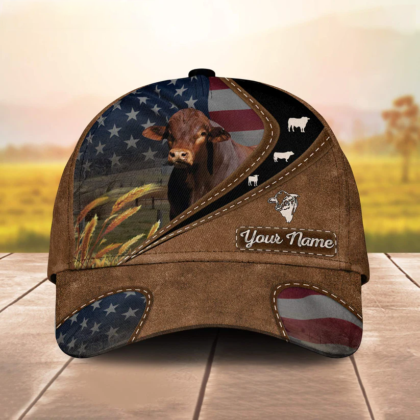Beefmaster Leather Pattern American Customized Name Cap CA0213