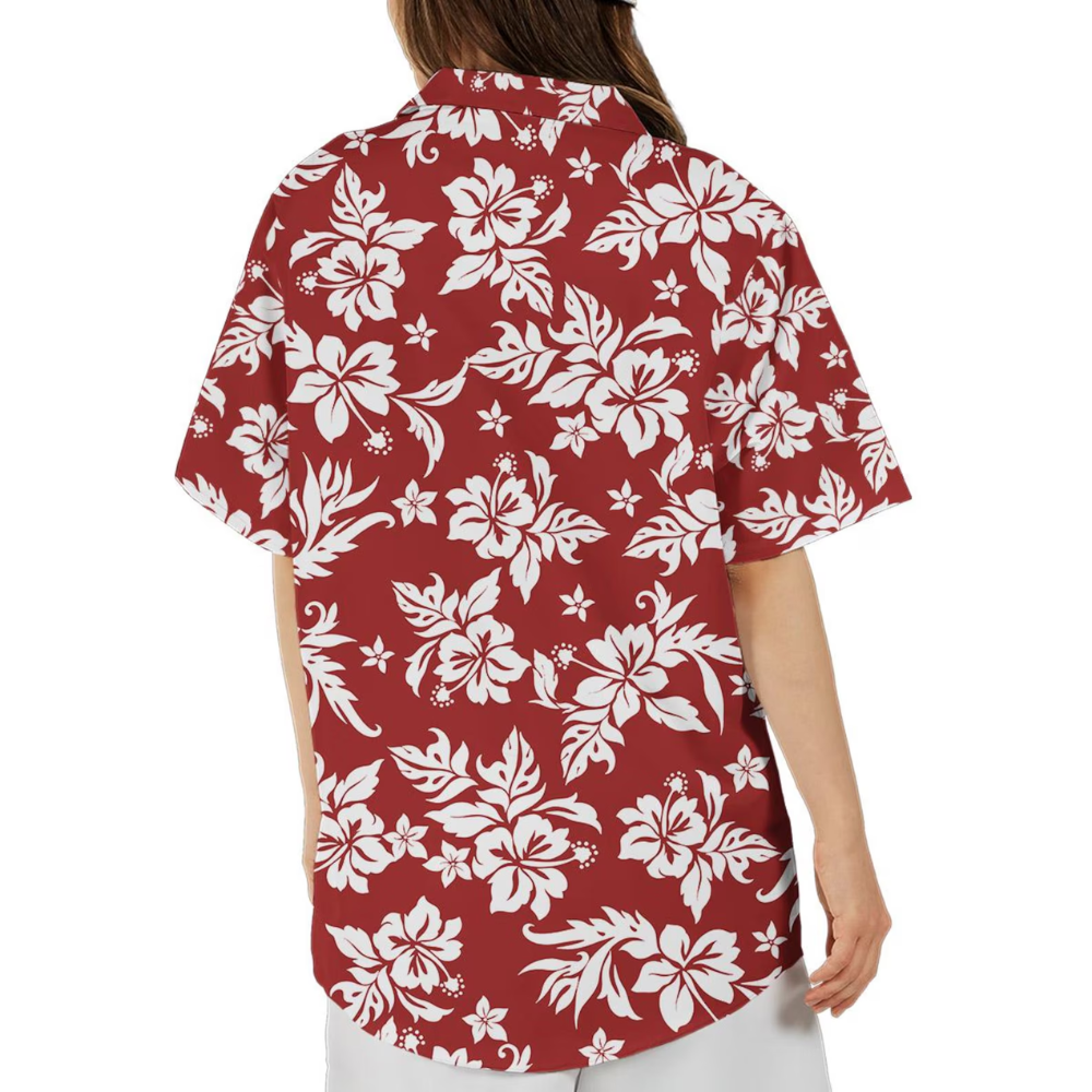 Hibiscus Red And White Hawaiian Shirt For Women Men, Floral Tropical Hawaiian Shirt HE0687