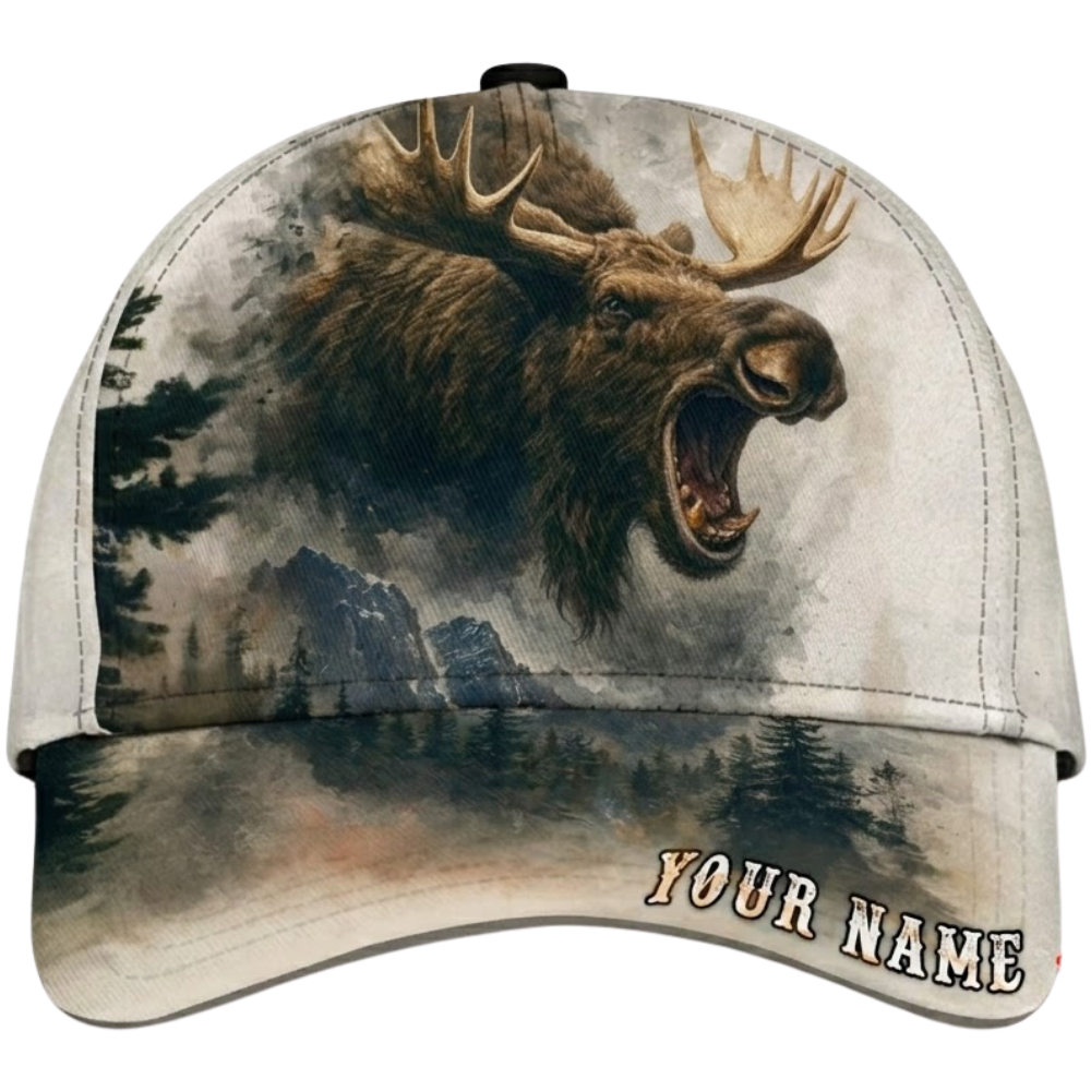 Custom Moose Huting Baseball Cap 3D Printed, Custom Huting Lover Hat CP0627