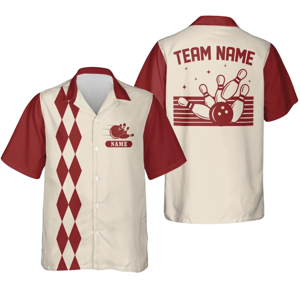 Custom Retro Mint Beige Bowling Hawaiian Shirt, Custom Team Bowling Shirt BE0227