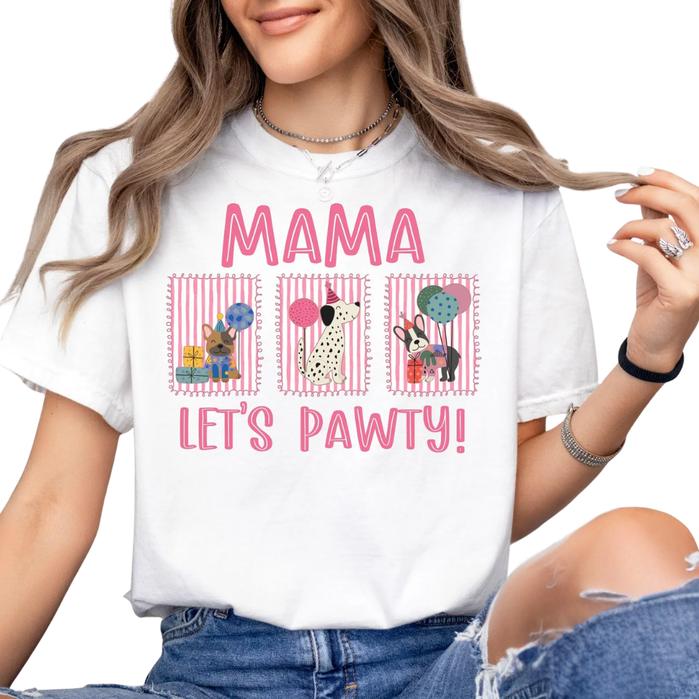 Let's Pawty Custom Puppy Birthday Matching Family T Shirt, Custom Dog Birthday Family Shirts ET1247