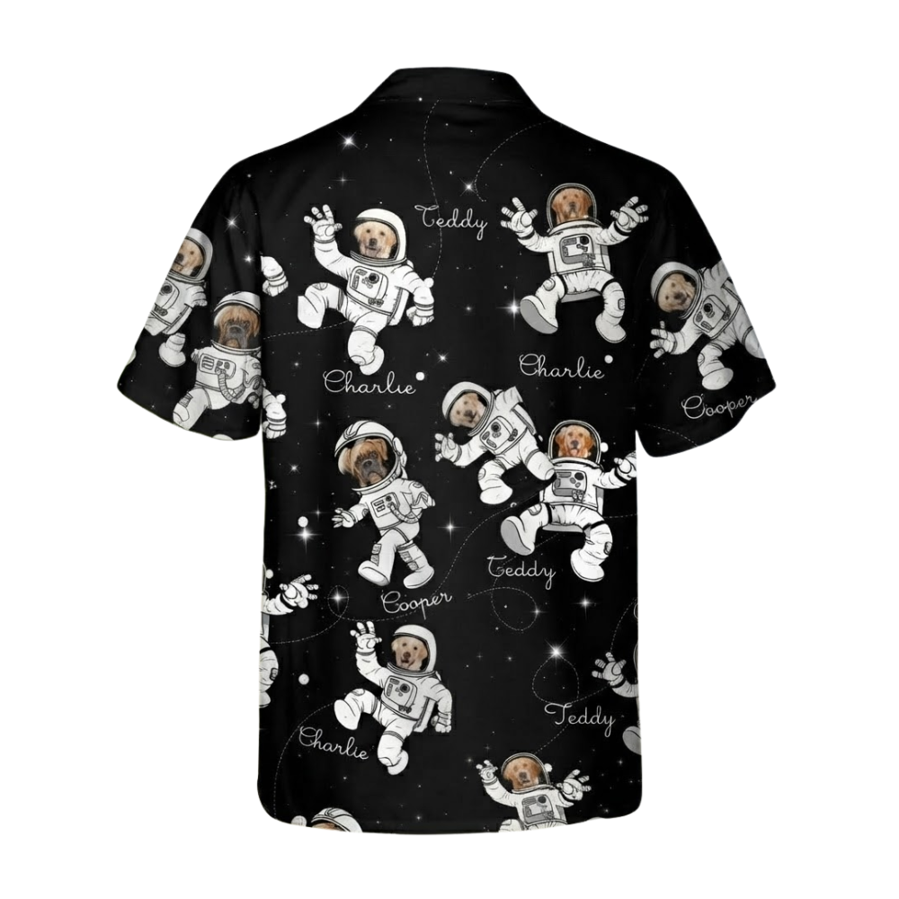 Custom Cat Dog Face Astronaut Hawaiian Shirt, Custom Astronaut Pet Photo Hawaiian Shirts HE0519