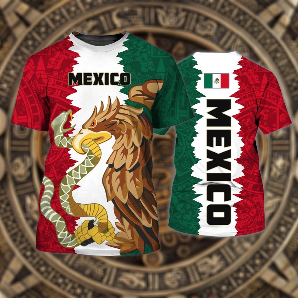 3D All Over Print Mexico T Shirt, Sublimation Mexico Eagle And Snake Shirts, Best Mexican Shirt TO0783