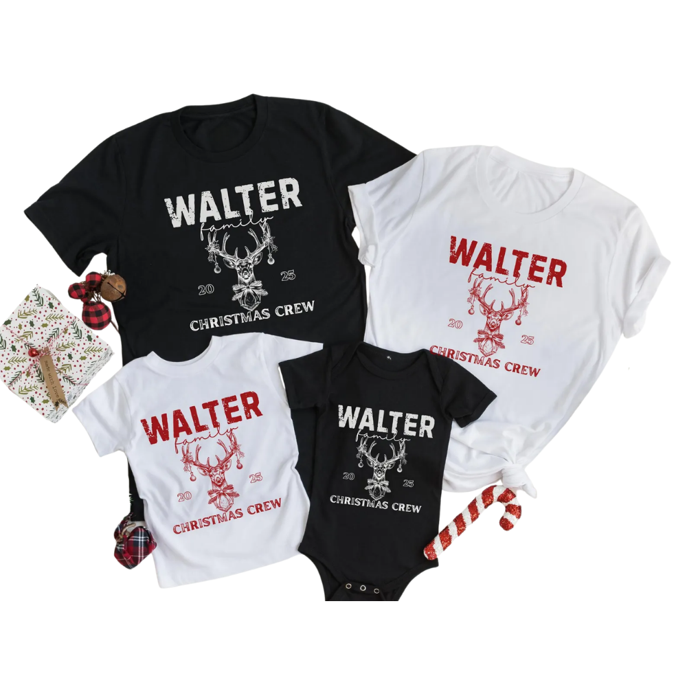Deer Antler Chrisrmas Crew Custom Family Matching Sweatshirts, Personalized Christmas Family Sweatshirts ET1297