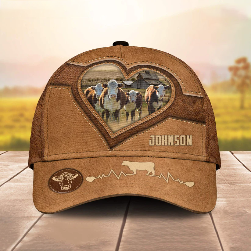 Hereford Heart Shaped Style Customized Name Cap CA0147