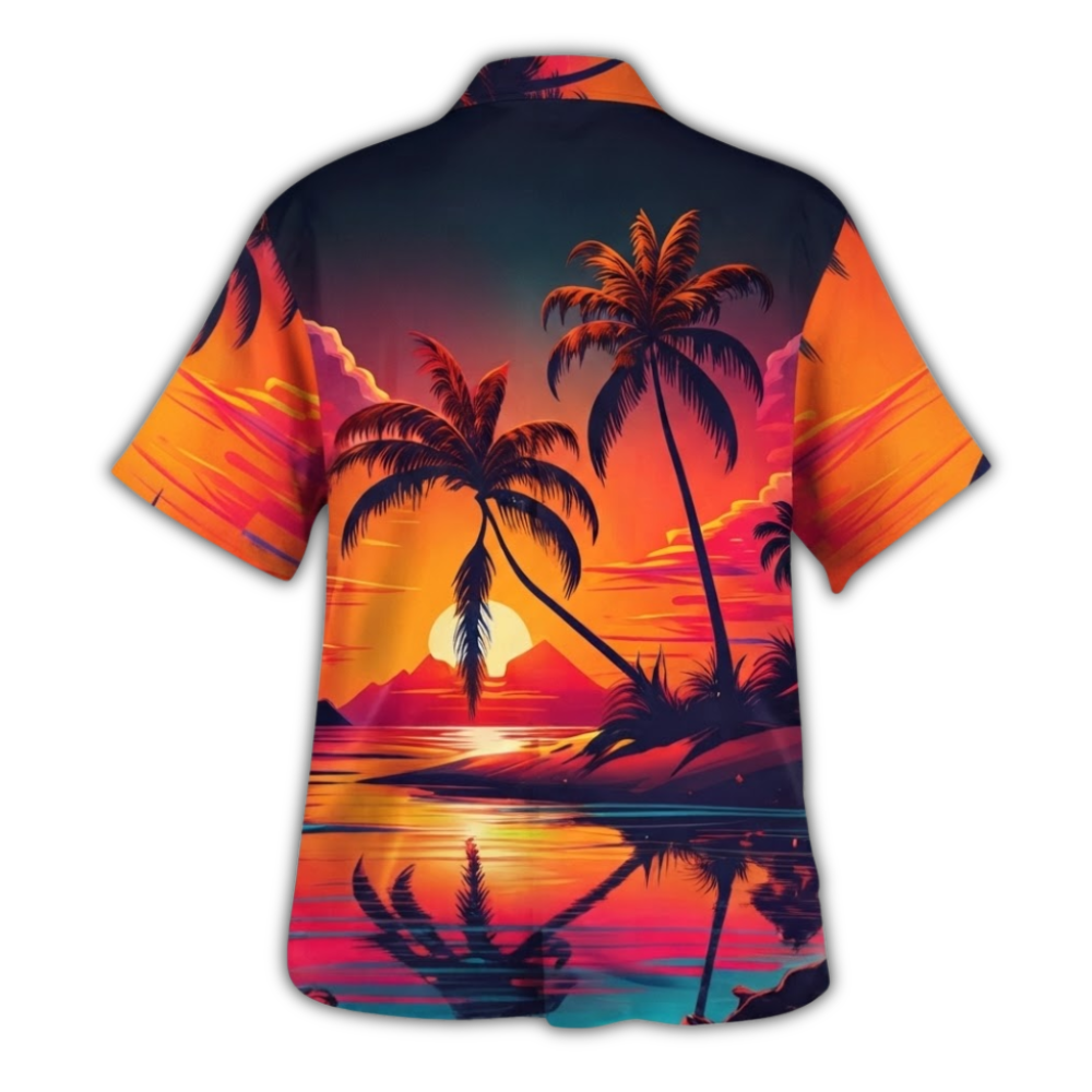 Retired Firefighter Tropical Sunset Hawaiian Shirt For Men, Firefighter Hawaiian Shirt HE0936