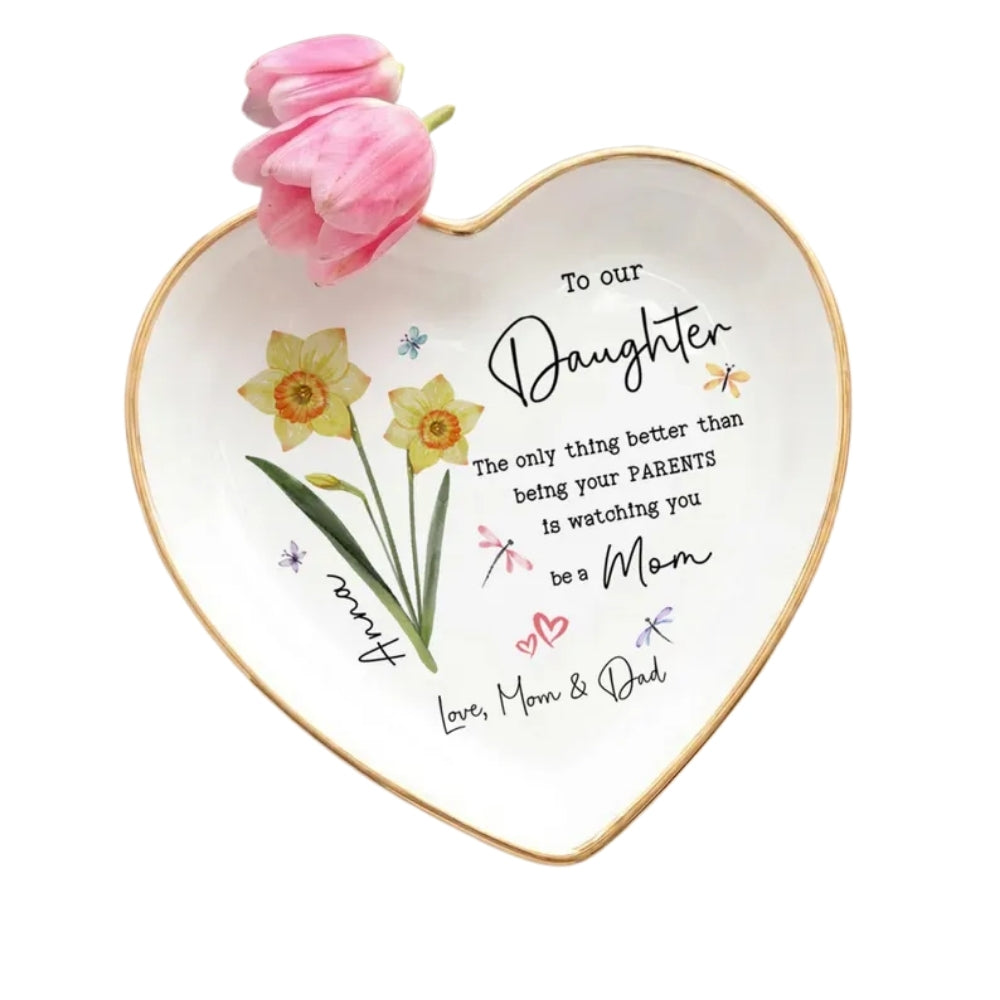 The Only Thing Better Custom Birth Month Flower Daughter in Law Jewelry Dish, Personalized Mother's Day Jewelry Dish for Daughter in Law WD0123