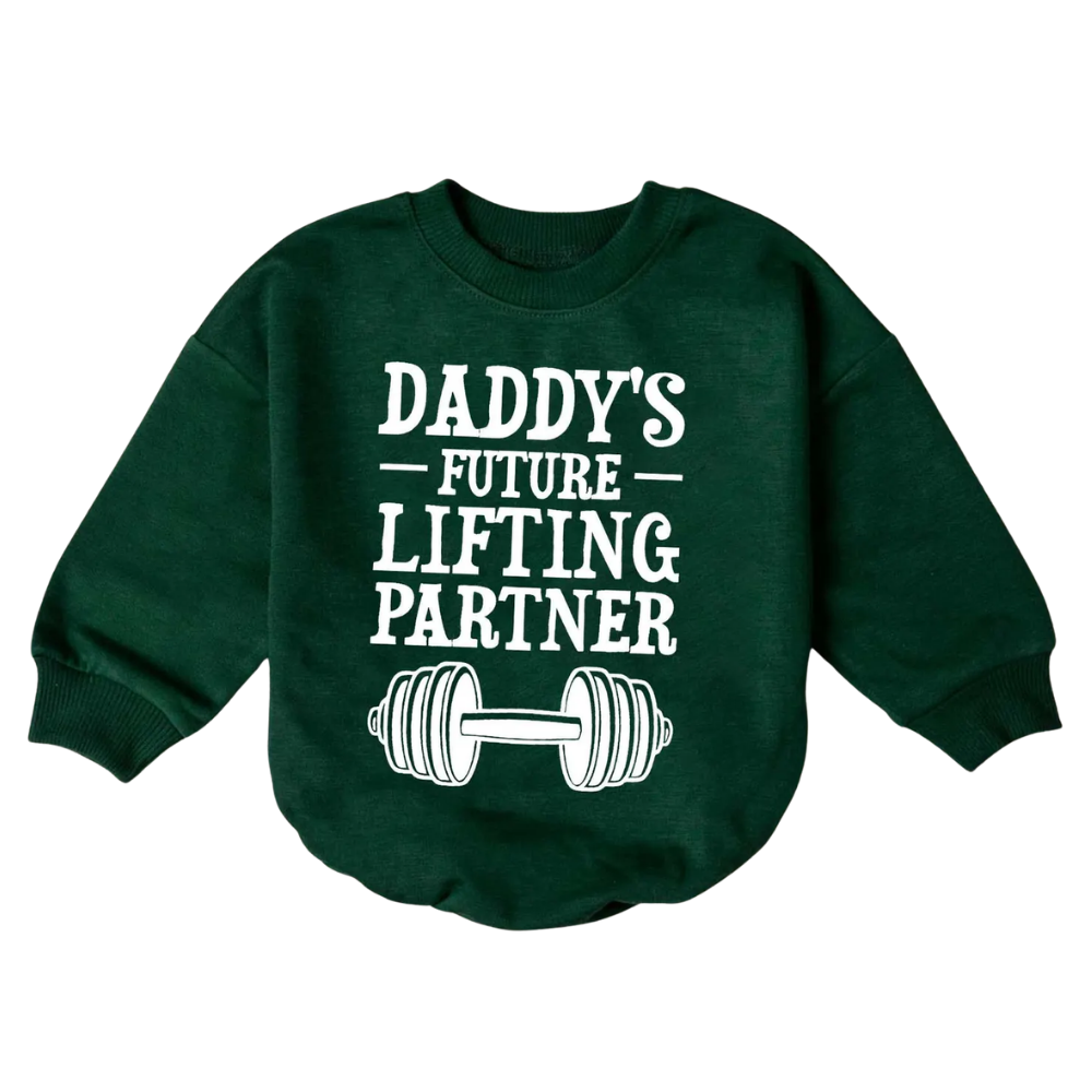Daddy's Future Lifting Partner Baby Romper Sweatshirt, Gymnastics Baby Romper Sweatshirt BB0537