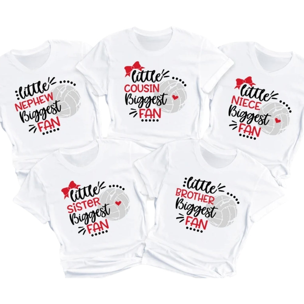 Custom Little Biggest Fan Volleyball Matching Family T Shirts, Custom Family Volleyball Shirts For Game Day ET0671