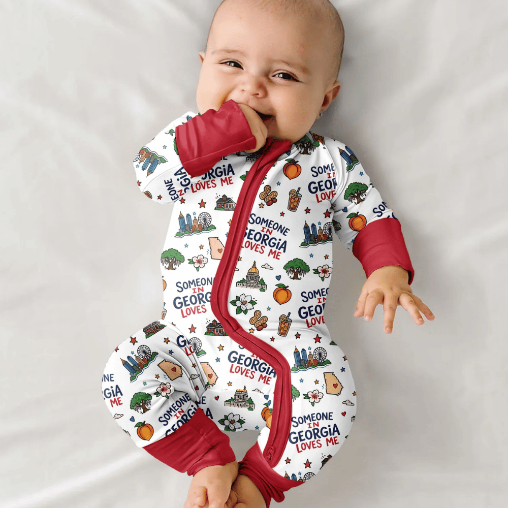 Someone in Georgia Loves Me Baby Convertible Zippy Romper, Georgia Pride Baby Romper Convertible BB0985
