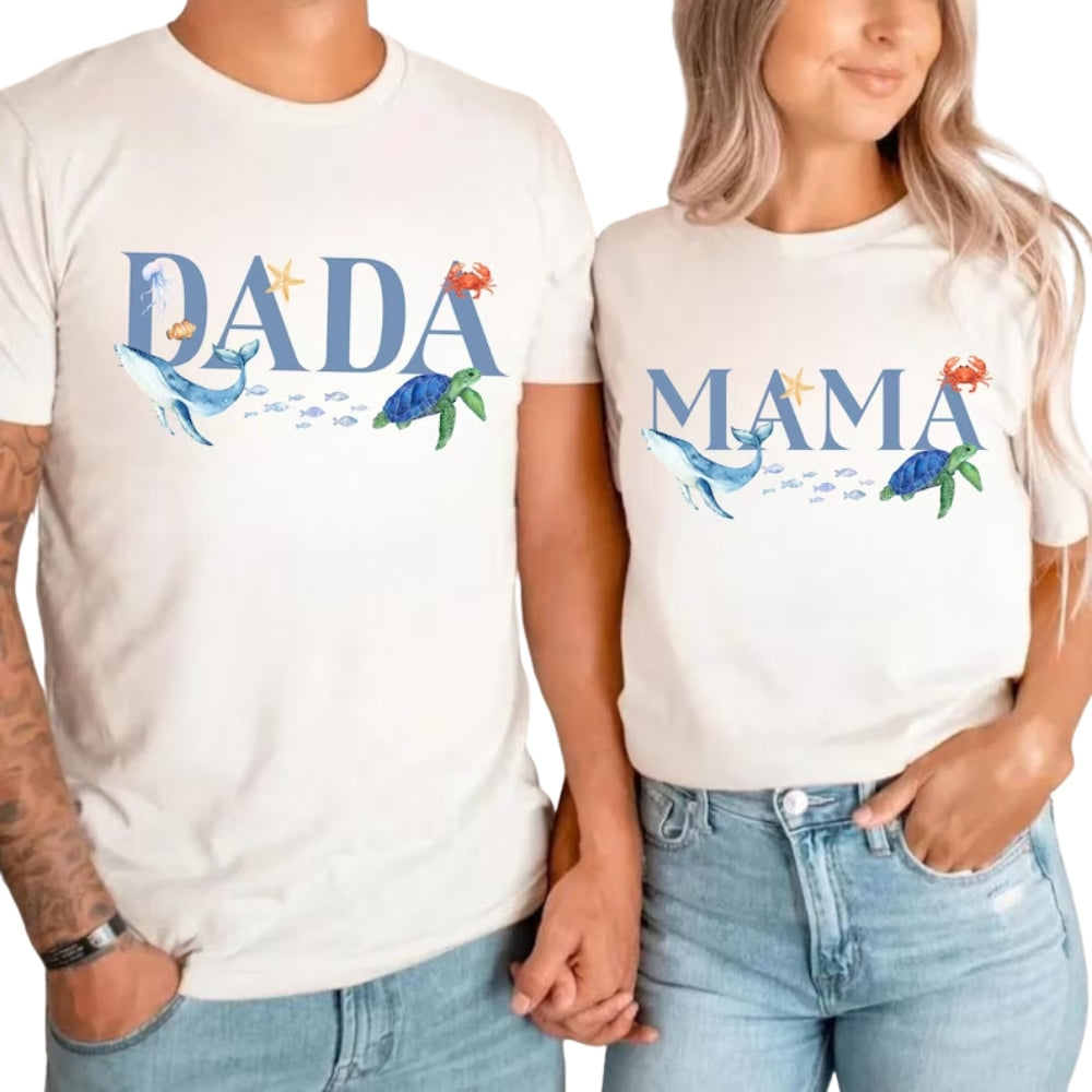 Custom Ocean Animal First Birthday Matching Family Shirt, Custom 1st Birthday Family Shirts ET0235