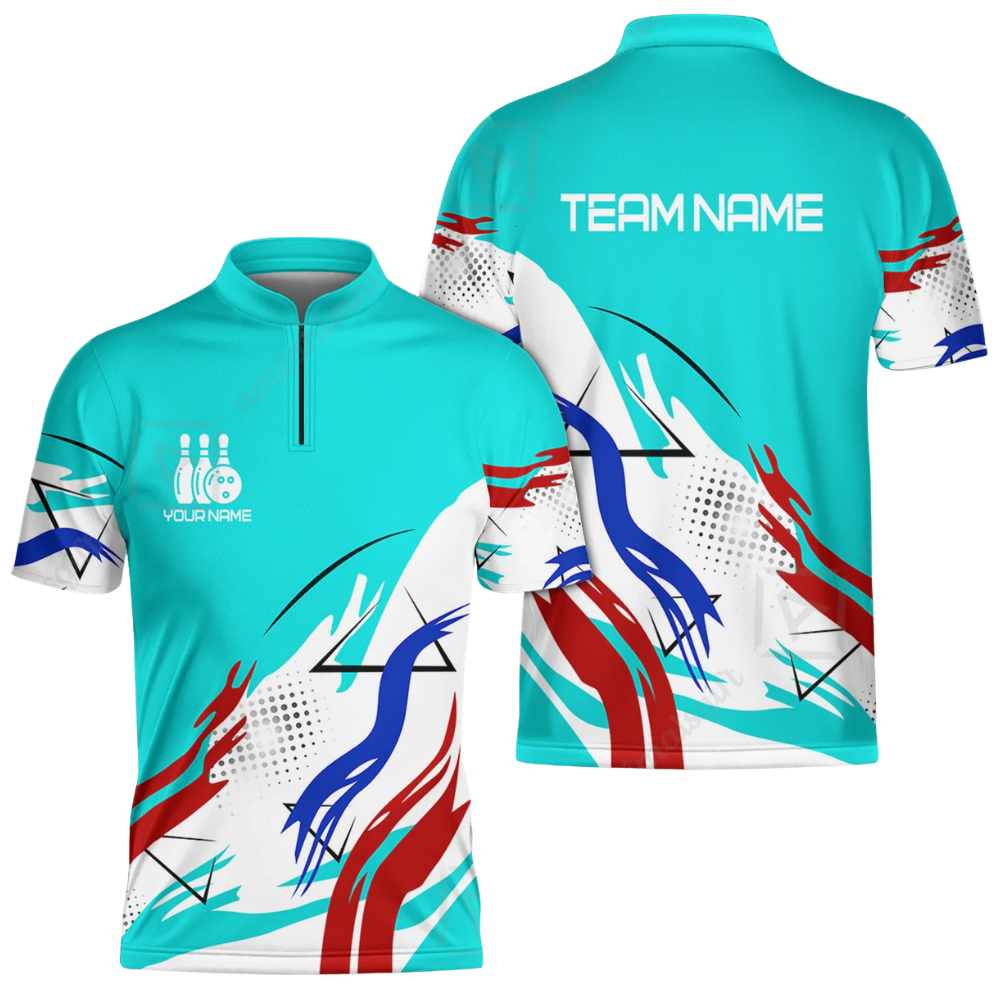 Custom Team White And Red Bowling Jersey Mens, Custom Bowling Shirts BZ0567