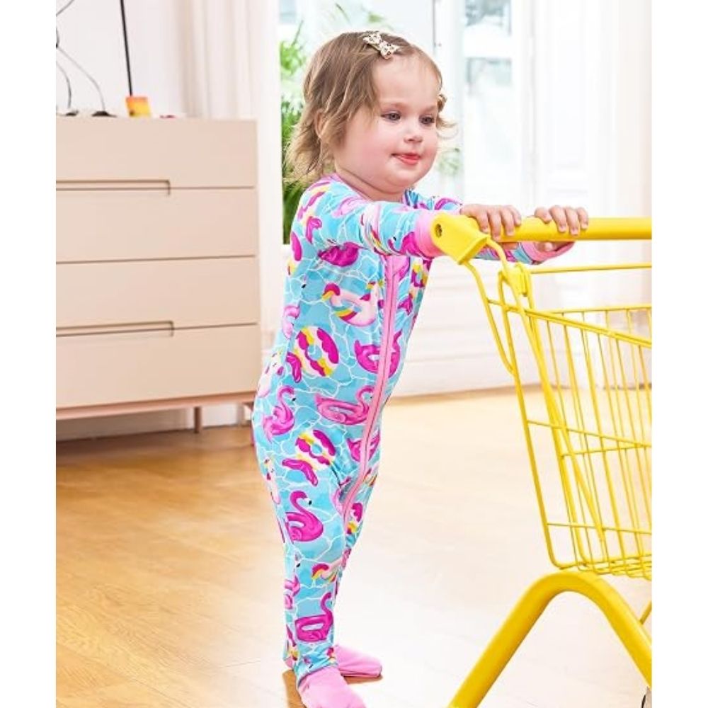 Flamingo Float Baby Convertible Romper Zippy, Flamingo Baby Convertible Romper BB0378