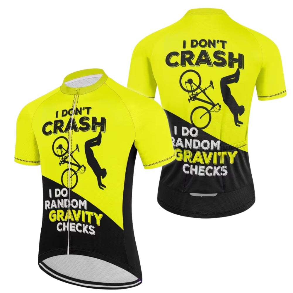 I Don't Crash I Do Random Gravity Checks Cycling Short Sleeve Jersey Men, Funny Cycling Jerseys For Mens CZ0065