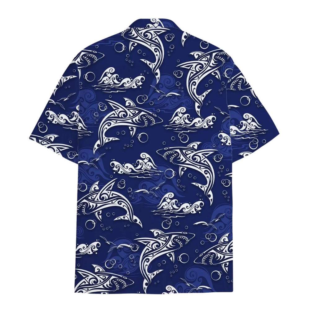 Men's Shark Blue Hawaiian Shirt, Shark Hawaiian Shirts HE0279
