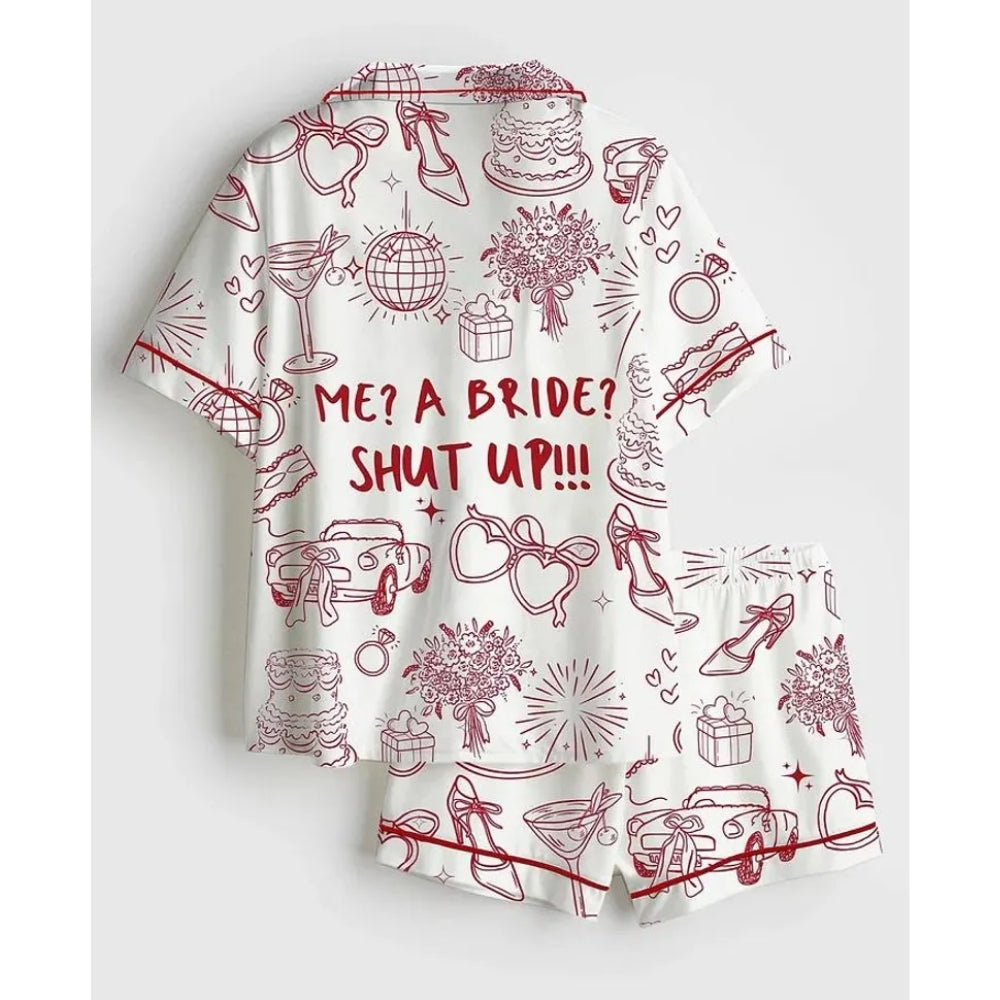Me A Bride Shut Up Pajamas Set For Bridal, Funny Bachelorette Pajamas For Bride Bridesmaid WD0191