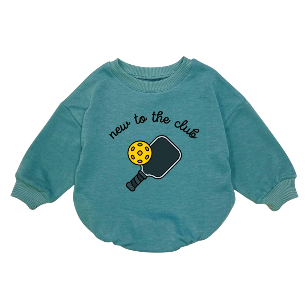 New To The Club Pickleball Baby Romper Sweatshirt, Baby Pickleball Sweatshirt Romper BB0853