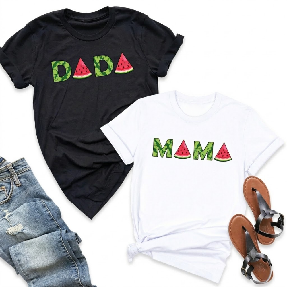 Watermelon Dada And Mama Matching Birthday Family T Shirt, Matching Watermelon Family Shirt ET1303