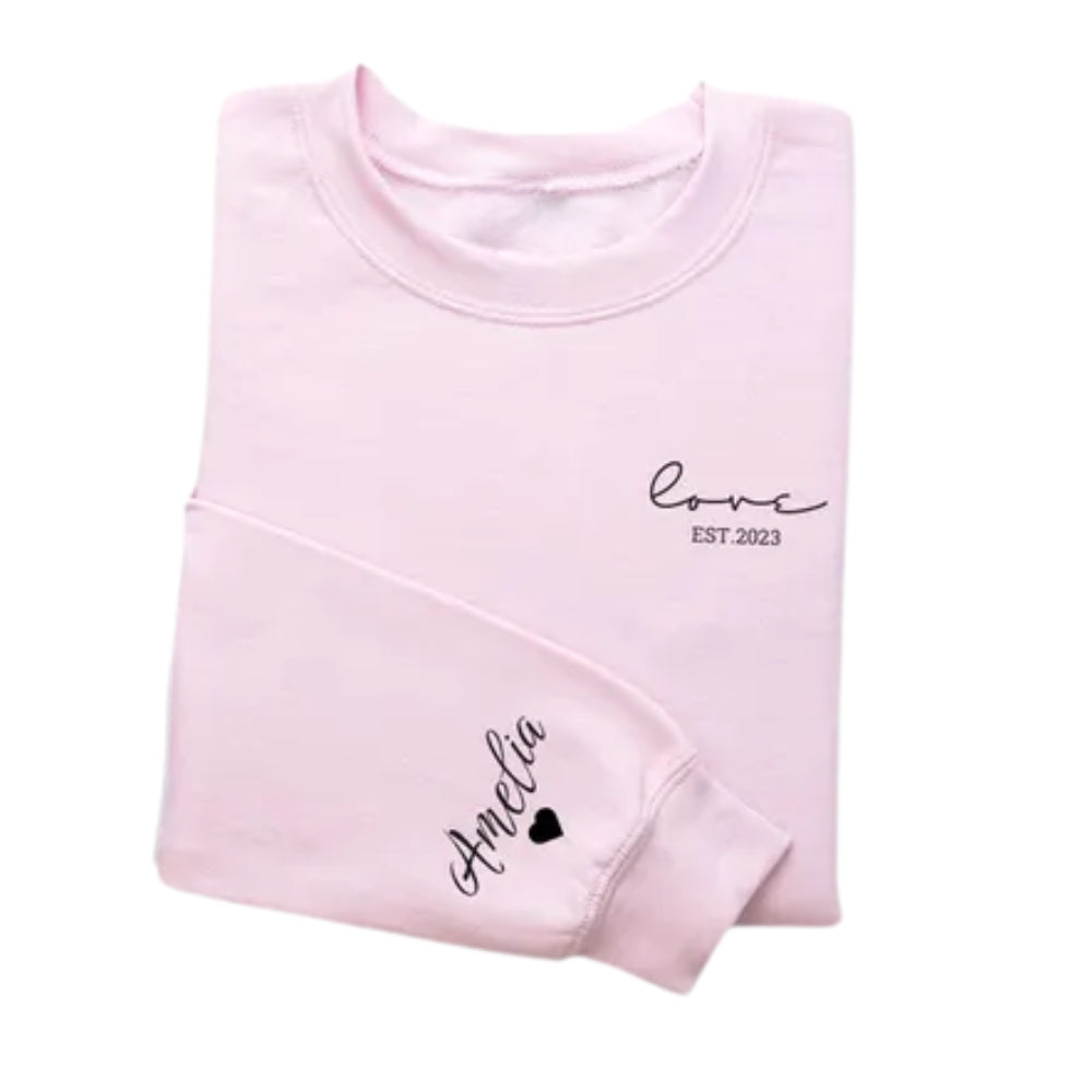 Custom Forever & Love Matching Couple Sweatshirts, Custom Couple Sweatshirt For Valentine Anniversary 2D0830