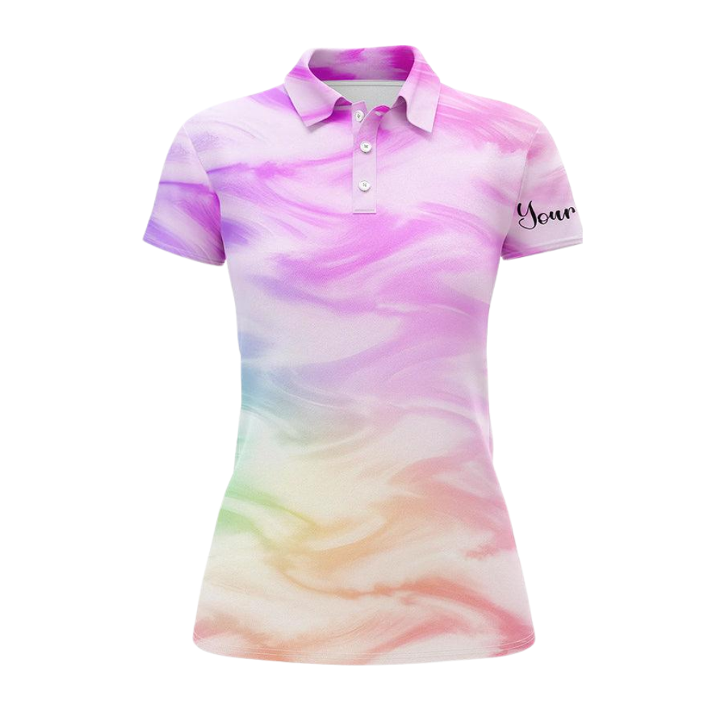 Custom Watercolor Paint Golf Polo Shirt For Women, Custom Multicolor Pastel Golf Shirt Ladies GZ0295