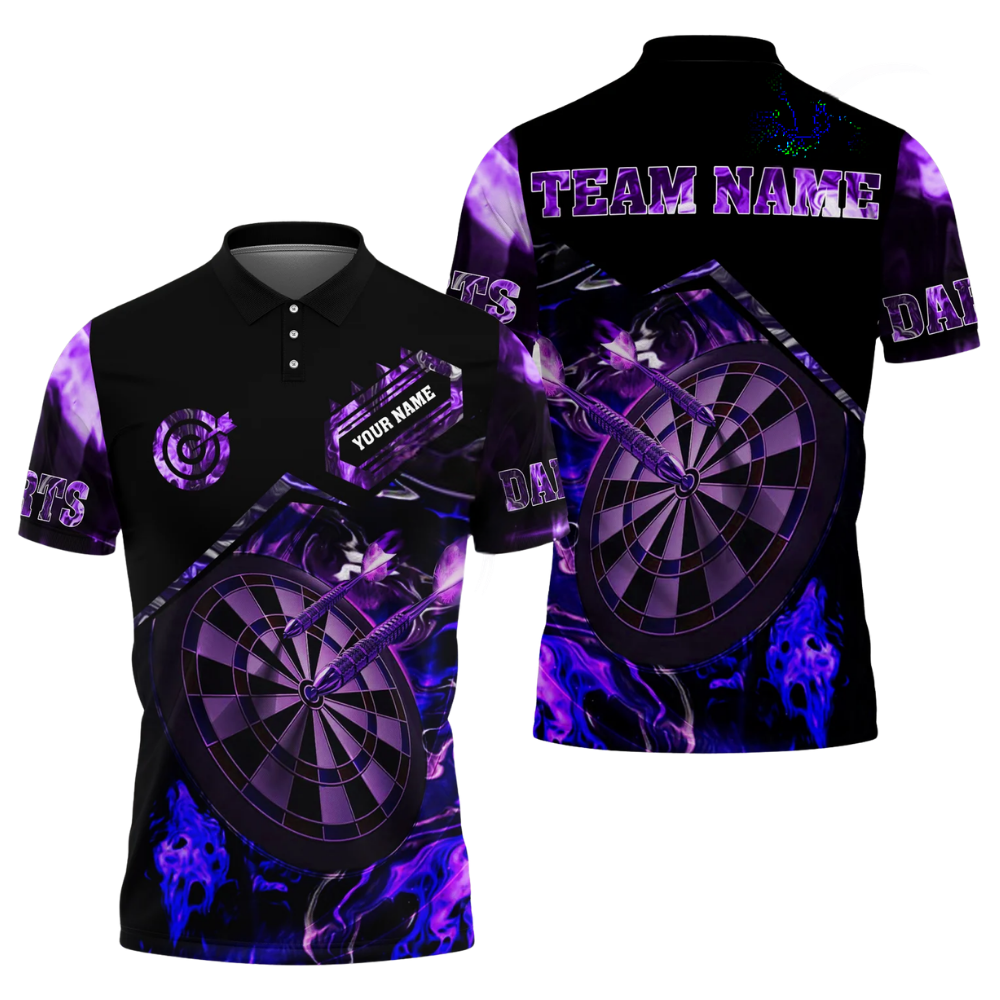 Custom Flame Dartboard Dart Polo Shirt For Men, Custom Flame Darts Team Shirts DZ0095