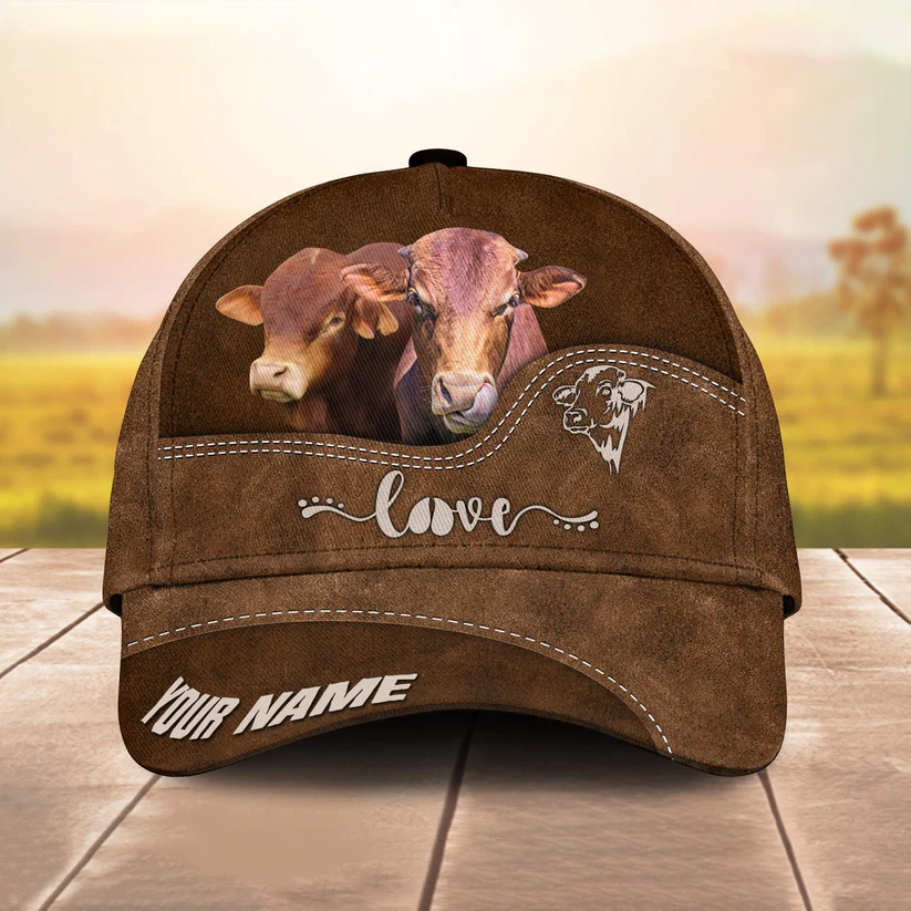 Beefmaster Love Leather Pattern Customized Name Cap CA0212