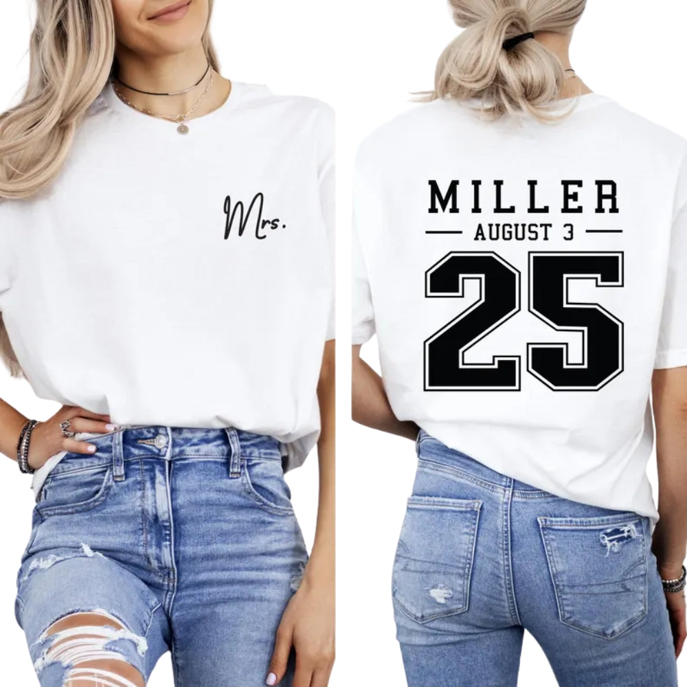 Custom Last Name With Number Anniversary Couple Matching Shirts, Personalized His And Her Anniversary Shirts ET0905