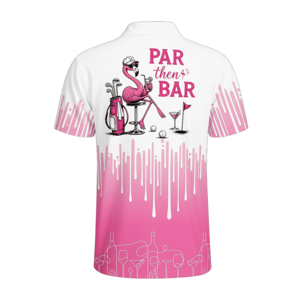 Custom Flamingo Par The Bar Golf Polo Shirt Mens, Custom Flamingo Golf Shirts GE0589