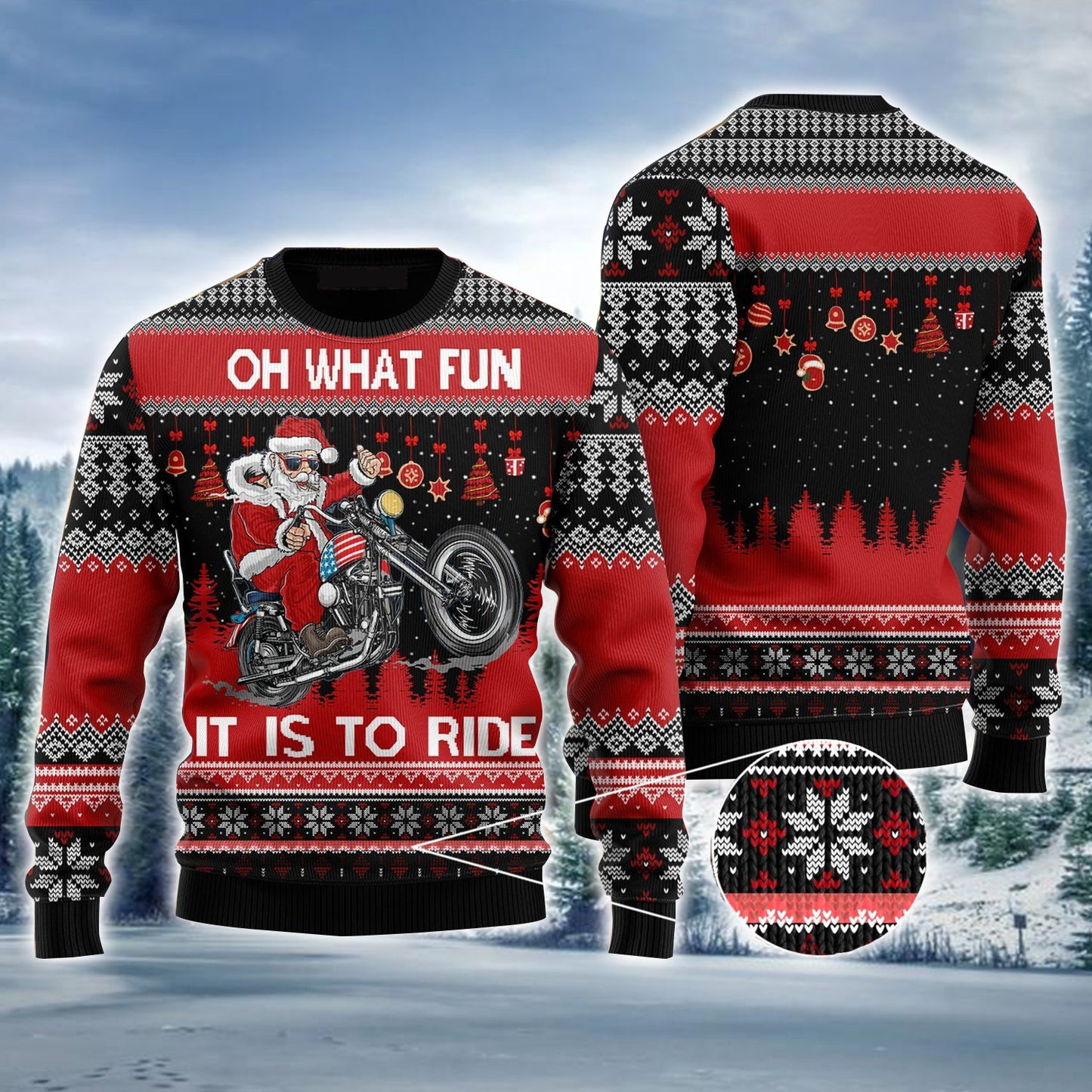 Biker Motorcycle Lover Xmas Ugly Sweater, Christmas Ugly Sweater, Santa Claus Ugly Sweater For Men & Women - Perfect Gift For Biker SO0954