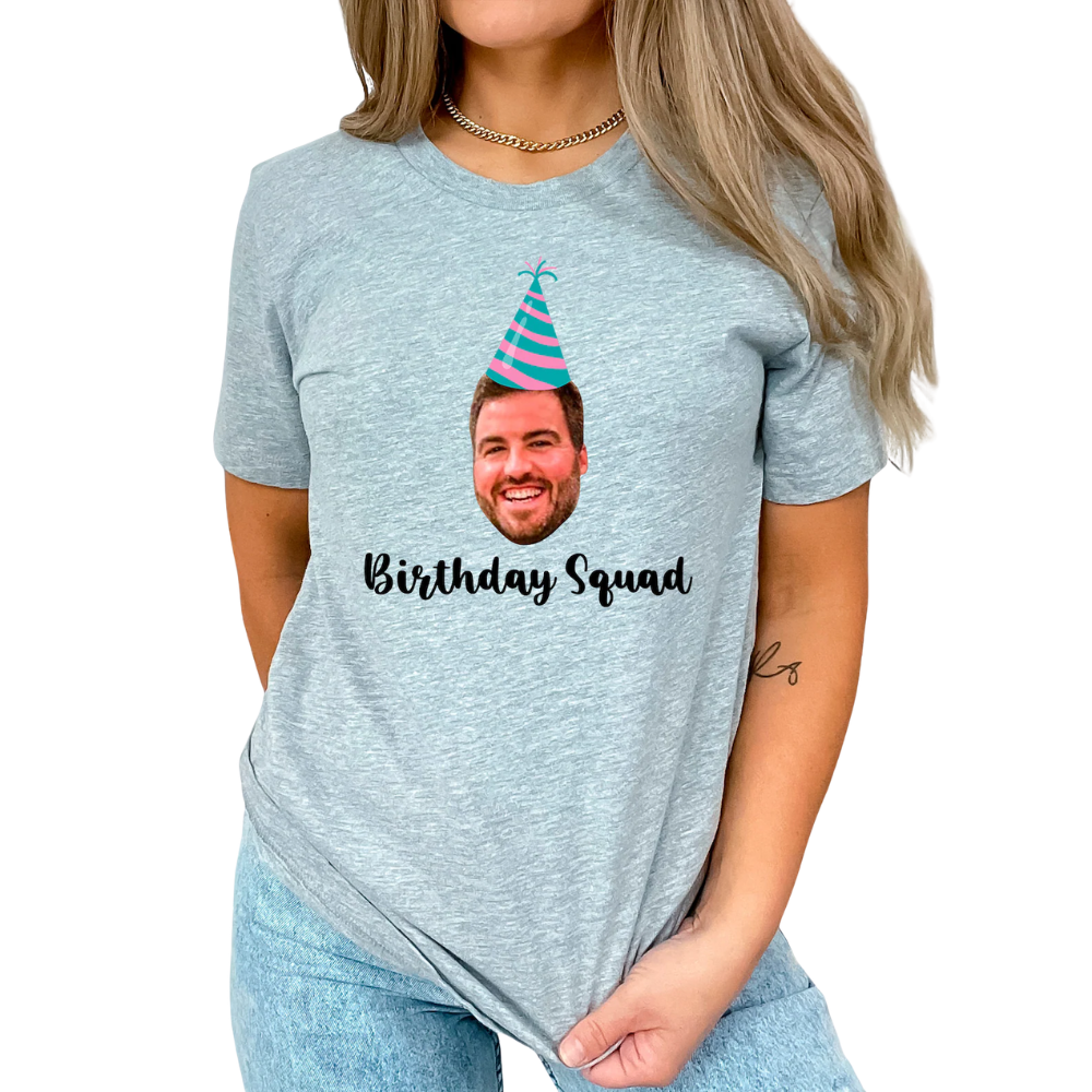 Birthday Squad Custom Photo Matching T Shirt, Personalized Face Birthday Party Matching Shirt ET1324