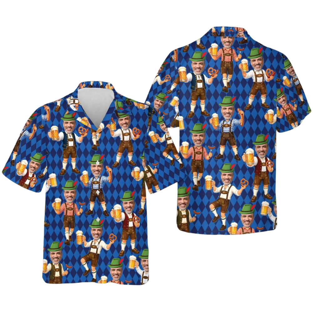 Custom Photo Beer Oktoberfest Hawaiian Shirt Mens, Custom Funny Octoberfest With Photo HE0664