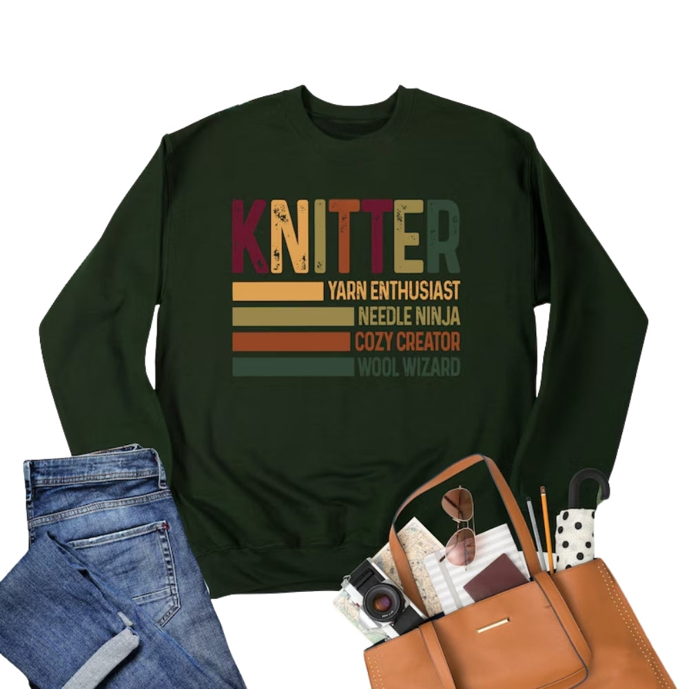 Knitter Yarn Enthusiast Needle Ninja Cozy Creator Wool Wizard Sweatshirt, Knitter Sweatshirt 2D0790