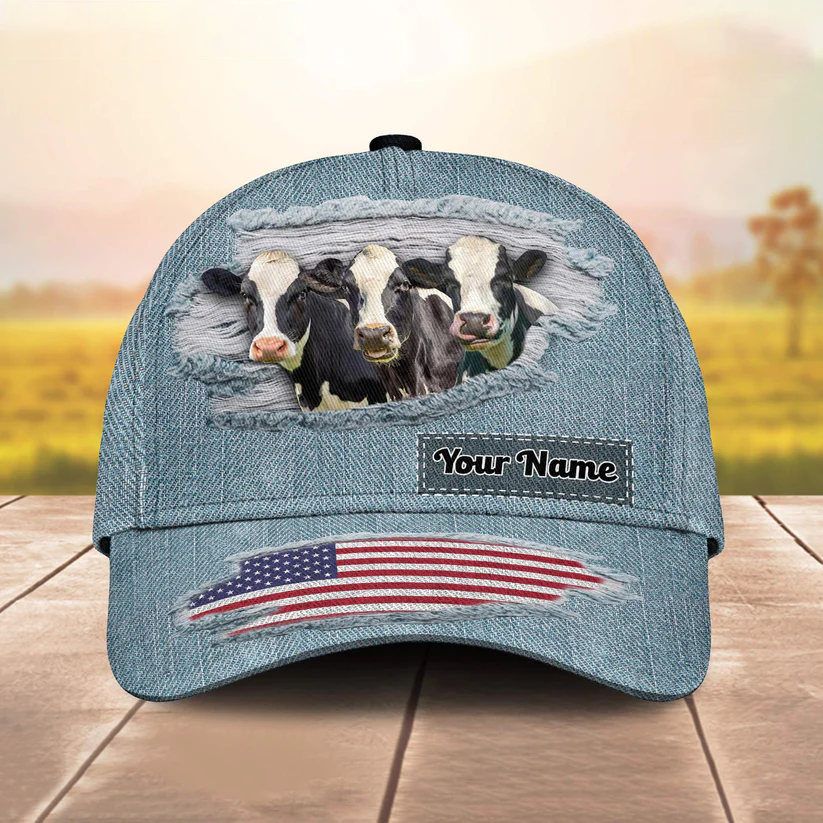 Holstein Jeans Pattern Customized Name Cap CA0138