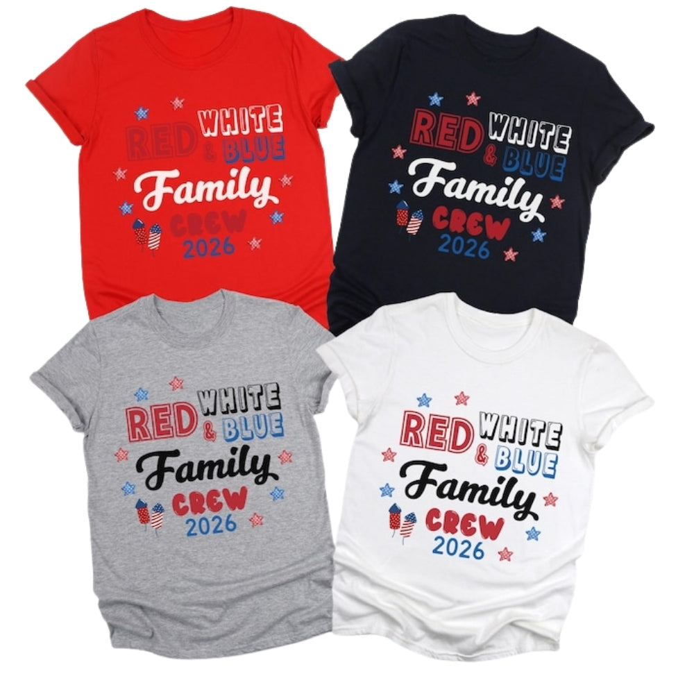 Red White Blue Family Crew Matching Family 4th Of July T Shirts, Custom Year Matching Family Independence Day Shirts ET0674