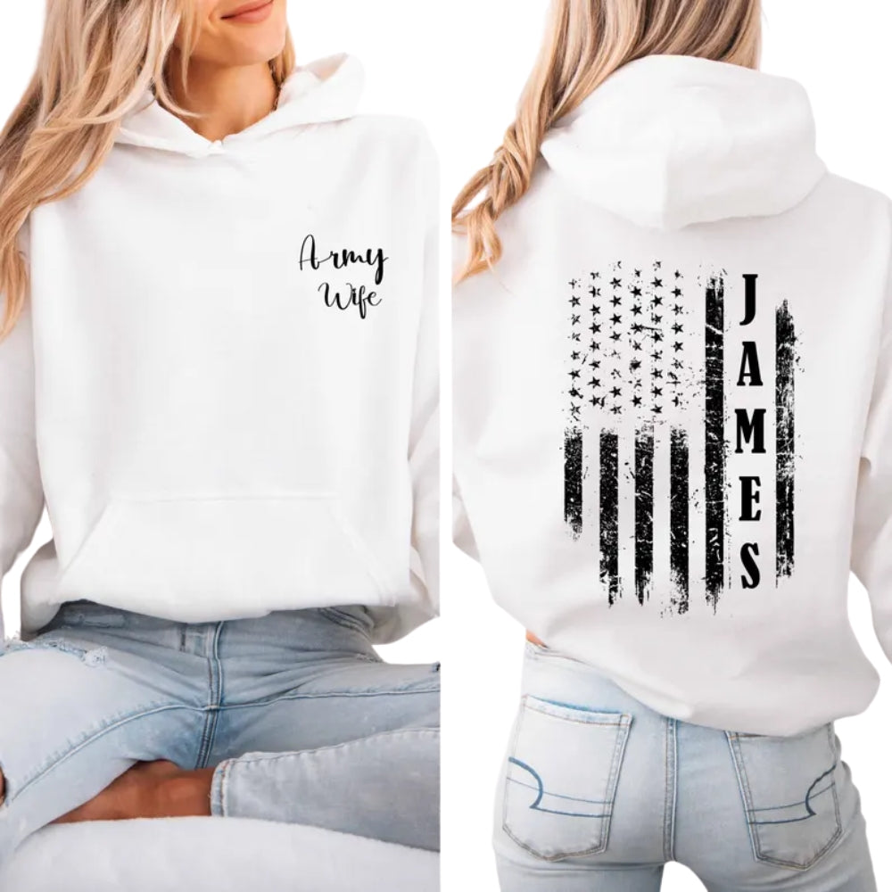 Custom Army Wife Hoodie, Custom Military Family Sweatshirt 2D0674