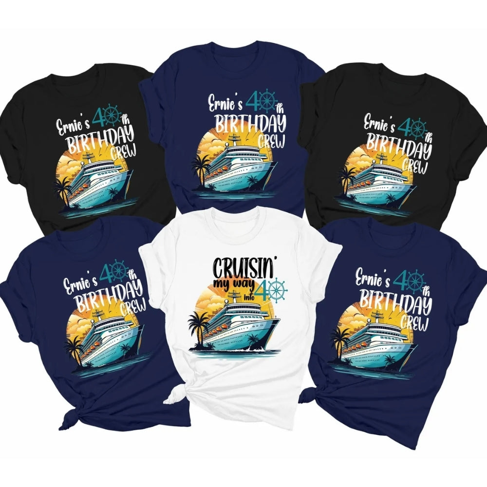 Cruisin My Way Into Birthday Crew Custom Matching Family T Shirts, Custom Cruise Birthday Matching Shirts For Family ET0373